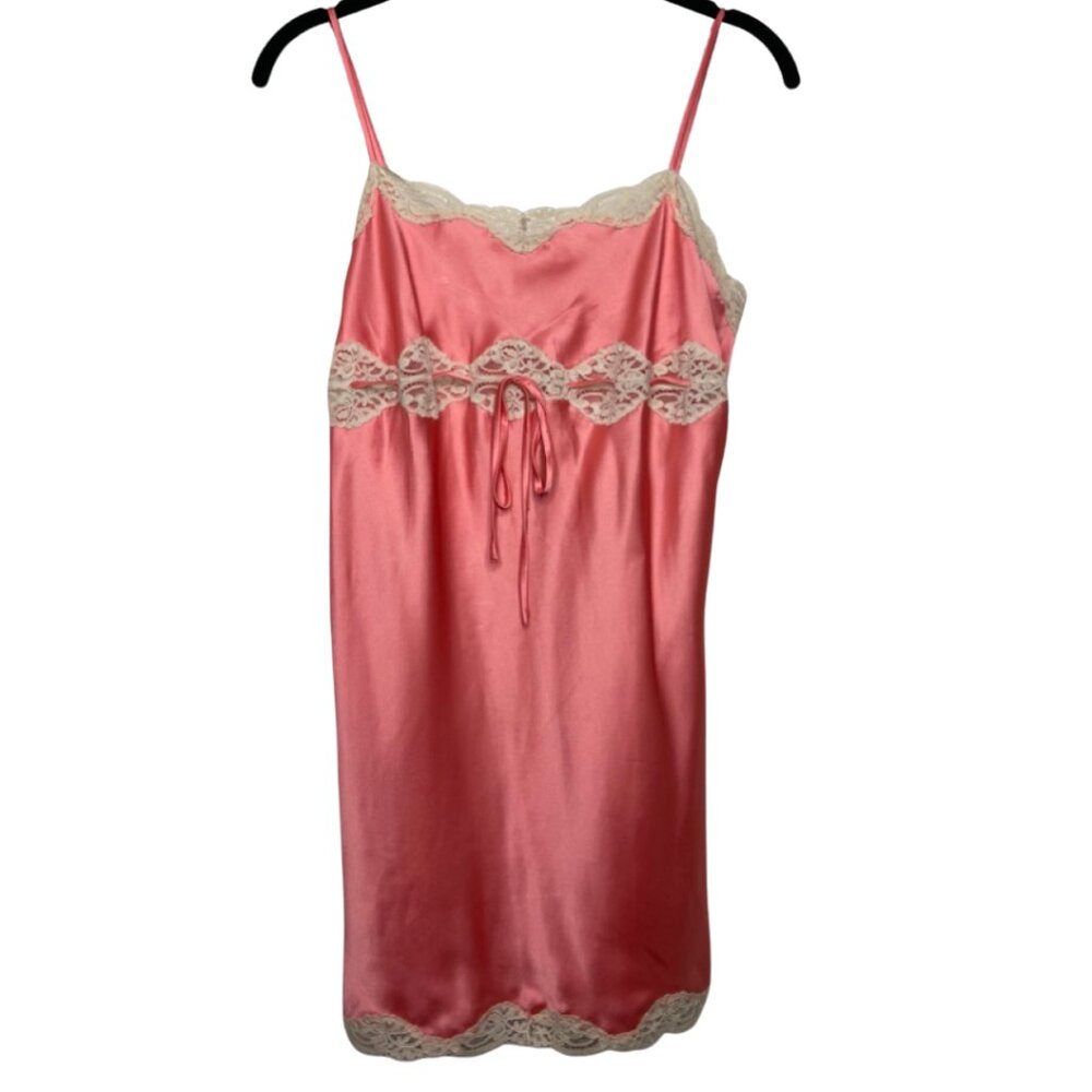 VICTORIA'S SECRET | Women's Pink Y2K Milkmaid Satin Lace Trim Slip | Size M